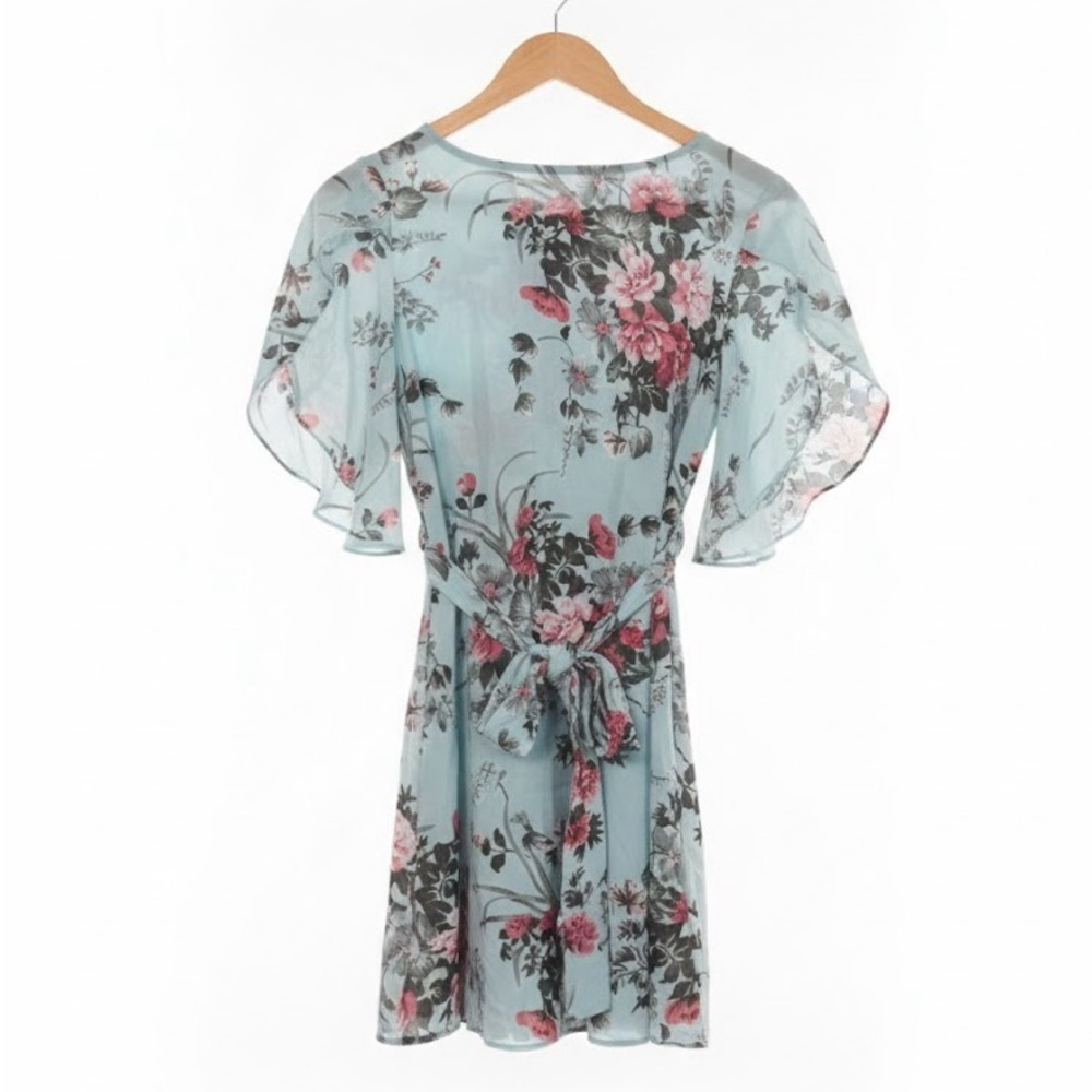 Floral Chiffon Dress with Tie Waist